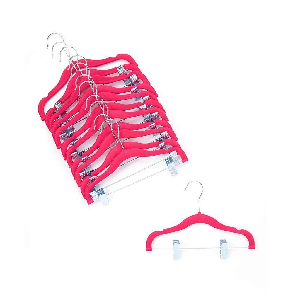 12 PACK baby hangers with clips PINK baby Clothes Hangers Ultra Thin No ...