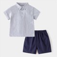 thumbnail image 2 of Xudanell Newborn Baby Boy Summer Outfits Solid Color Short Sleeve Crewneck Tee Elastic Waist Shorts Infant 2 Piece Set With Pocket Design Grey 5-6 Years, 2 of 5