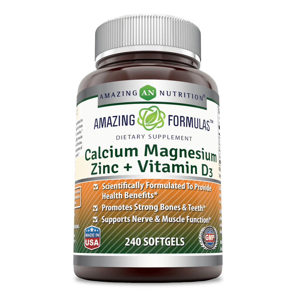 Amazing Formulas Calcium Magnesium Zinc + Vitamin D3 240 Softgels Per