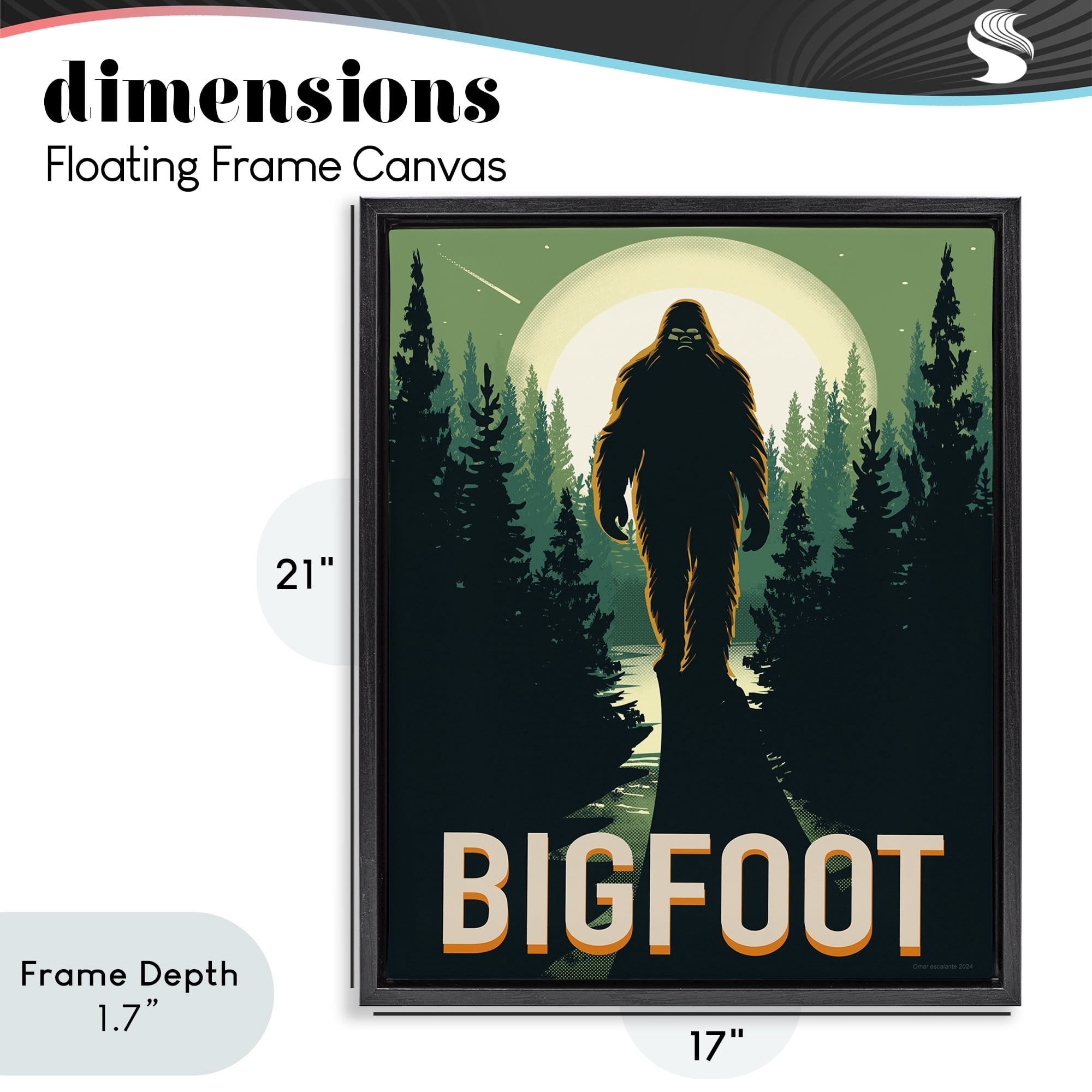 Stupell Industries Cryptid In The Woods Black Framed Floater Canvas Wall Art, design by Omar Escalante