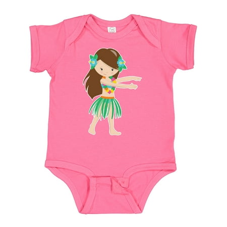 

Inktastic Brown Haired Hula Girl Girls Baby Bodysuit
