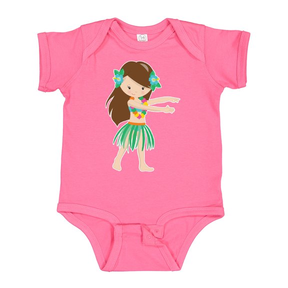 Inktastic Brown Haired Hula Girl Girls Baby Bodysuit