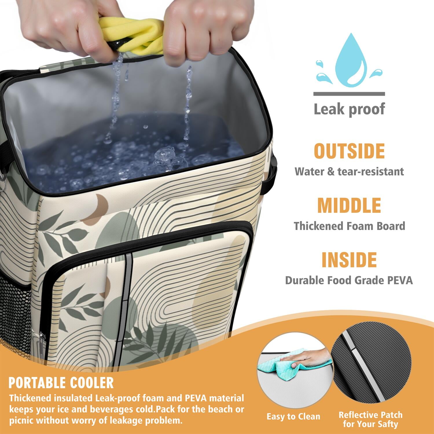 Travel Cooler Bag - Boho Bohemian Art Camping Beer Cooler Backpack with Bottle Opener- Waterproof Insulated Picnic Backpacks - Cooler Bag for Beach