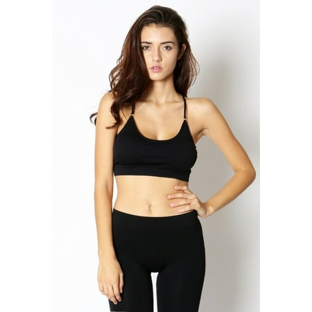 Women Cross Back Seamless Adjustable Strap Sports Bra with Padded