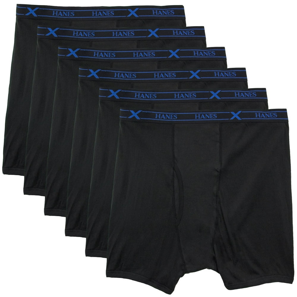 Hanes Hanes XTemp Big Men’s Underwear BOXER BRIEFS 6Pack Black