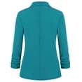 thumbnail image 3 of Unifizz Chaqueta Casual Para Mujer Con Solapa Con Muescas, Manga 3/4, Botón Frontal, Chaqueta De Oficina Con Bolsillos #Verde Azulado Talla L#, 3 of 5