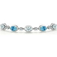 thumbnail image 3 of Gem Stone King 925 Sterling Silver Sky Blue Aquamarine and Swiss Blue Topaz, Lab Grown Diamond Bracelet for Women | 4.65 Cttw | Gemstone March Birthstone | Oval 7X5MM | Fully Adjustable 9 inch, 3 of 6