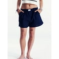 thumbnail image 3 of Women's Summer Casual Pajama Shorts Elastic Band Loose Fit Striped Lounge Beach Shorts, 3 of 6