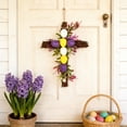 thumbnail image 1 of Corona de huevos de pájaros simulados Decoración de puerta de Pascua primaveral 30 cm Hoja de plástico verde Colgado de pared para fiesta interior interior Decoración del hogar, 1 of 6