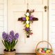 thumbnail image 1 of Corona de huevos de pájaros simulados Decoración de puerta de Pascua primaveral 30 cm Hoja de plástico verde Colgado de pared para fiesta interior interior Decoración del hogar, 1 of 6