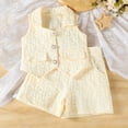 thumbnail image 6 of ITSAME Kids Girls Outfits 2-Piece, Lapel Button Up Vest and Shorts Summer Fashion Casual Clothes Set Yellow Size 2-3, 6 of 7