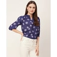 thumbnail image 2 of Moomaya Printed Puff Sleeve Tops, Band Collar, Semi-Formal Tops For Women, 2 of 9