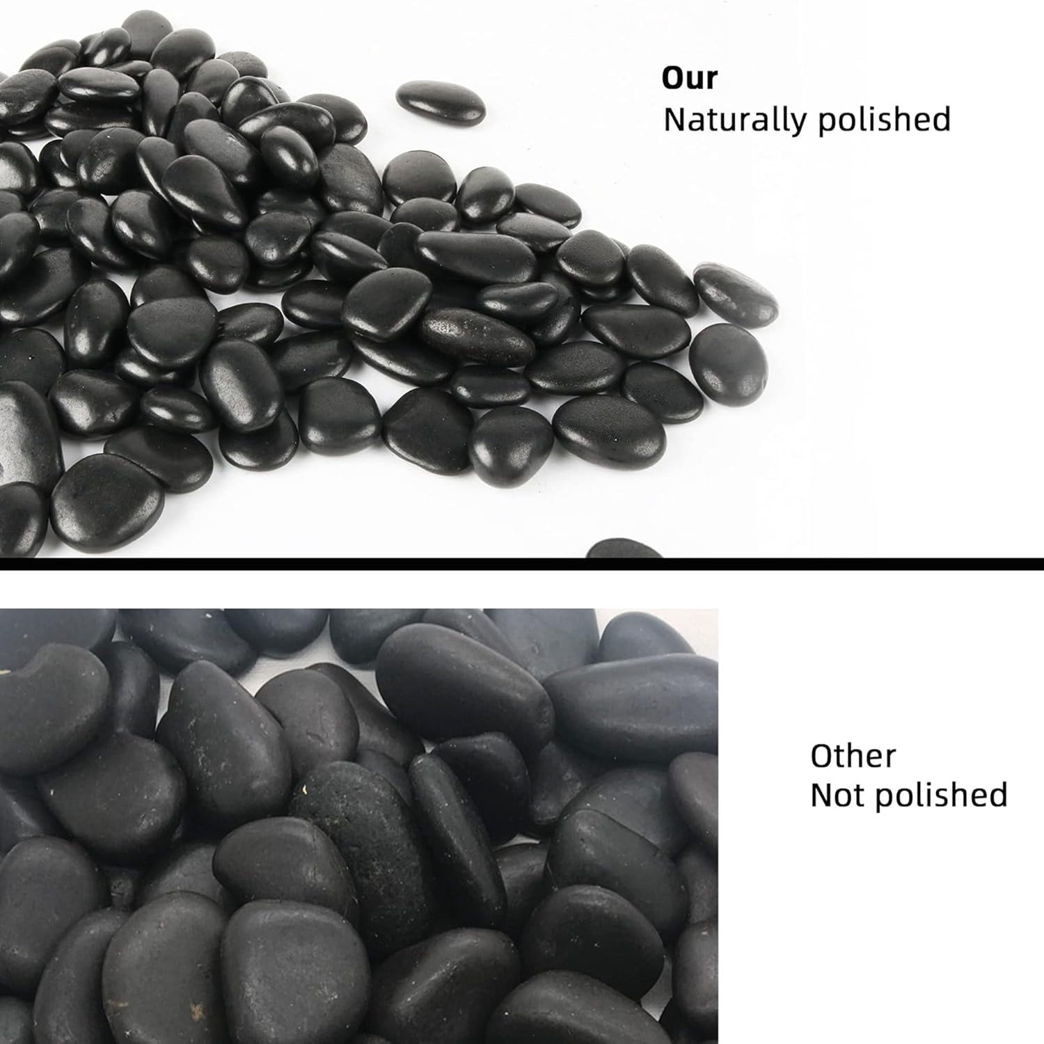 38lbs Black River Rocks, 2-3 inch Polished Pebbles for Plants, Vase Filler, Aquarium, Landscaping, Indoor Outdoor Decor