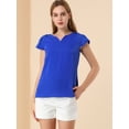 thumbnail image 2 of INSPIRE CHIC Camiseta Manga Tulipán Cuello En V Básico Para Mujer Azul M, 2 of 6