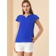 thumbnail image 2 of Camiseta Manga Tulipán Cuello En V Básico Para Mujer Azul XL, 2 of 6