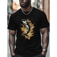 thumbnail image 4 of Killer Whale Men's T Shirts Flame Ocean T-Shirt for Men Cartoon Crew Neck Tees Cotton Tops, Black, S, 4 of 7
