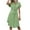 Green, variant on Jalioing Cotton Linen Maxi Dress for Women Short Sleeve Shirt Sundress Button down Lapel Casual Dresses