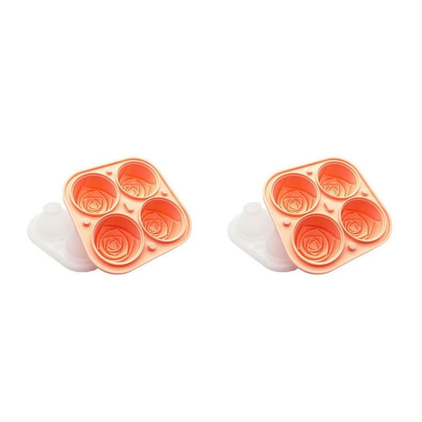 Molde de cubitos de hielo Toystoory 4 agujeros bandeja de pastelería silicona rosa 2Conjunto