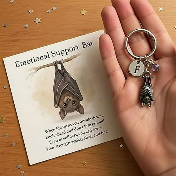 HCBY Emotional Support Bat Keychain Set with Inspiring Verse Card, Symbol of Resilience & Finding Strength in Adversity, Daily Reminder Gift for Loved Ones