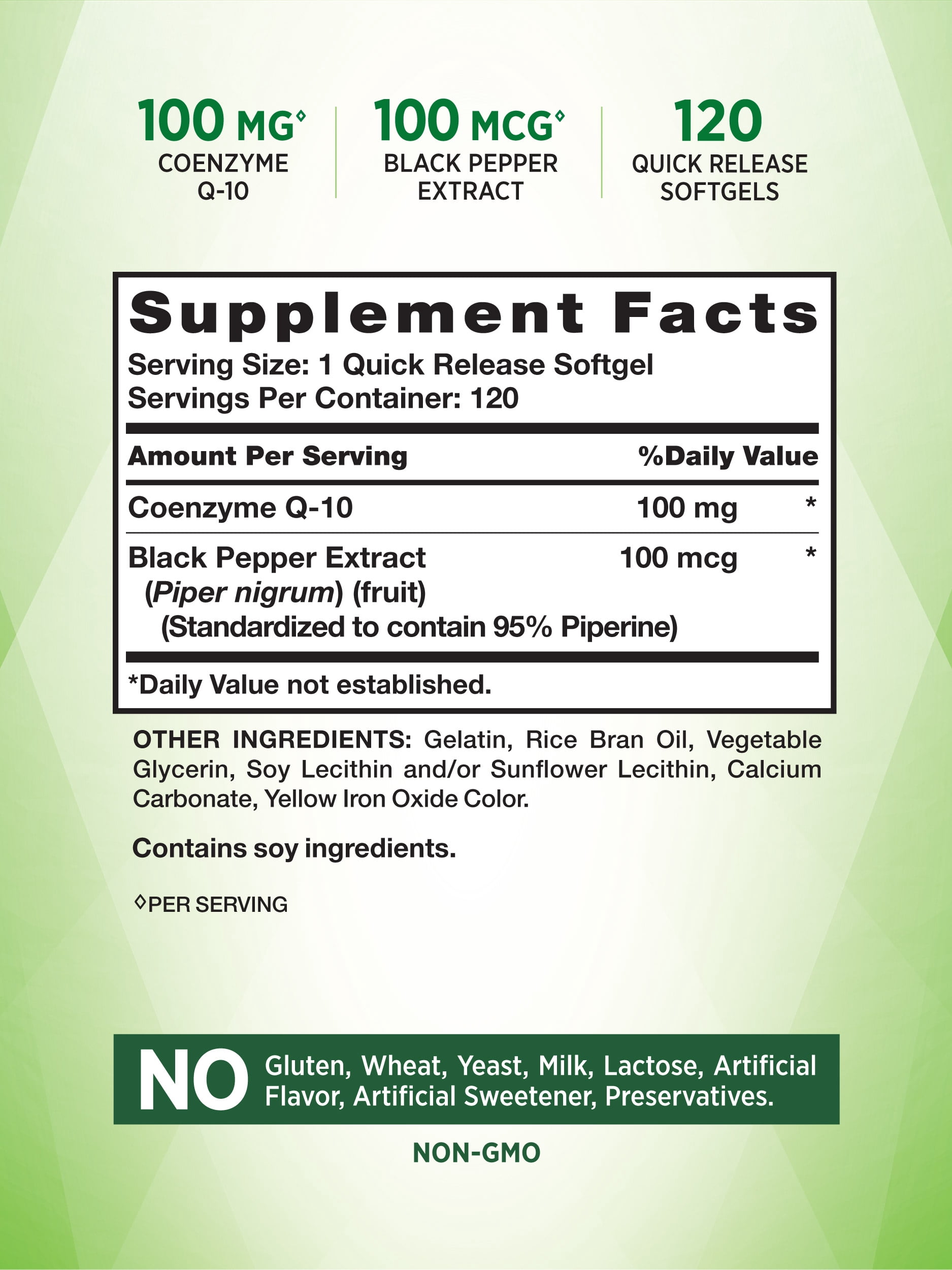 CoQ10 100mg | 120 Softgels | High Absorption | Non-GMO & Gluten Free Coenzyme Supplement | with Black Pepper Extract | by Nature's Truth