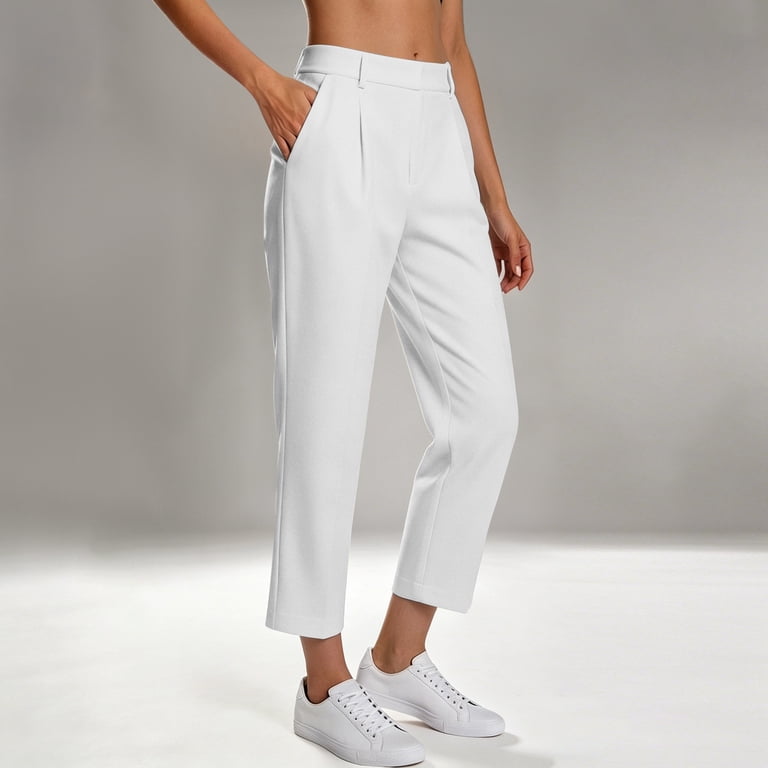 ladies white dress trousers Women's Pants & Leggings Cotton and Polyester Wide Leg Trousers White Dress