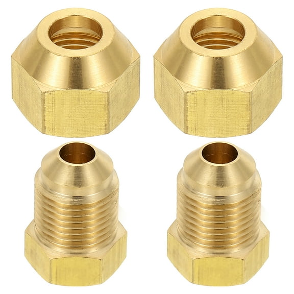 Uxcell 2Pcs 1/4" Flare Female x 3/8" Flare Male Brass Flare Tube Fitting with Flare Nut