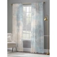 thumbnail image 3 of Blue Beige Sheer Curtains 108 Inch Length 2 Panels Set, Modern Watercolor Abstract Art Voile Window Treatment Semi Sheer Long Curtains Drapes for Bedroom/Living Room/Kitchen 52"x108"x2, 3 of 7