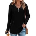 thumbnail image 3 of Yokua Women's Quarter Zip Waist Hoodie Pullover Long Hooded Sweatshirt, 3 of 8