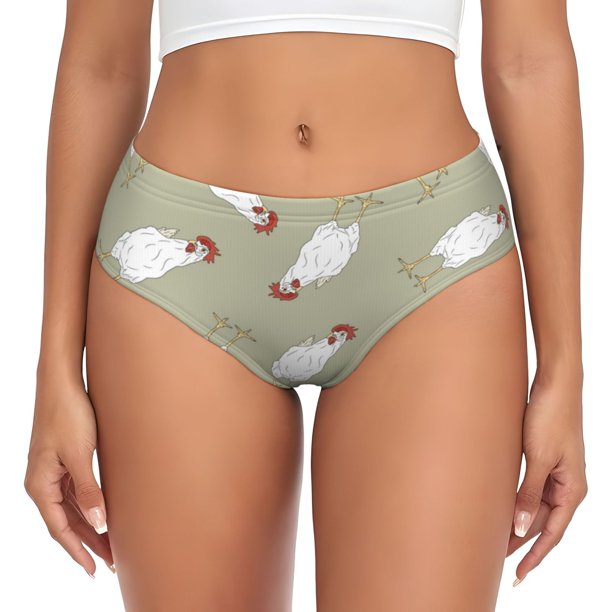 Fotbe Funny Chicken Calzones Estampados para Mujer – Ropa Interior de Algodón, Cómoda, Suave y Elástica-Small