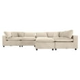 thumbnail image 7 of Fremont Mid Century Modern Modular Ivory Velvet Comfy Sectional Couch, 7 of 7