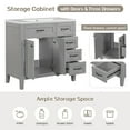 thumbnail image 5 of 36" Bathroom Vanity without Sink, Freestanding Bathroom Vanity Cabinet with 3 Drawer and 2 Doors, Single Basin Vanity Set for Bathroom, Cabinet Base Only, Grey, 5 of 7