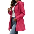 thumbnail image 4 of vdgthytj Rain Jacket Women Long Sleeve Full Zip Waterproof Elastic Waist Hooded Jackets Fall Outdoor Hiking Travel Outerwear with Pockets(Medium,Pink), 4 of 8