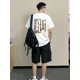 thumbnail image 2 of Camisetas de algodón con gráficos, pantalones cortos, trajes para hombre, estampado blanco, tendencia 2024, ropa de moda, conjuntos para hombre, novedad 2025, conjunto coreano de dos piezas, 2 of 4