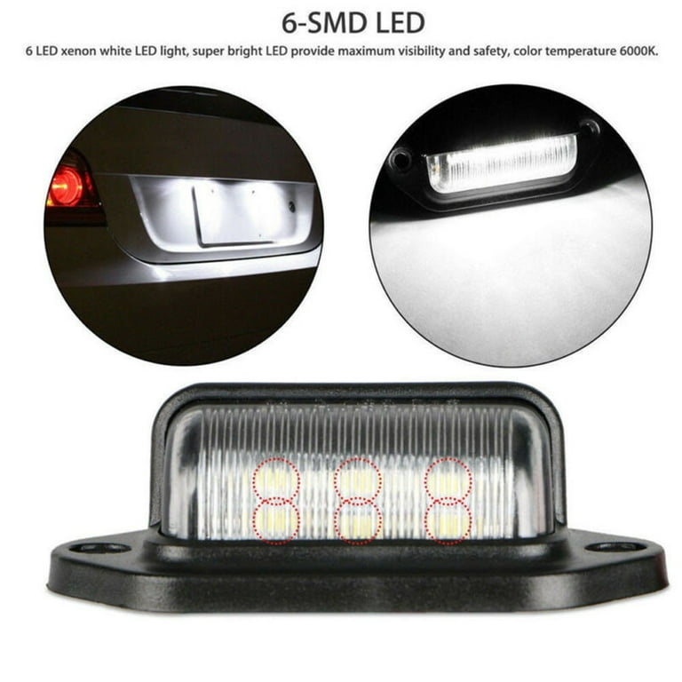 2pcs Waterproof 6 LED 12V License Plate Light Car Boat Truck