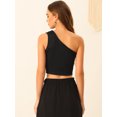 thumbnail image 4 of Camiseta sin mangas de un hombro para mujer, sin mangas, con lazo liso Negro M, 4 of 5