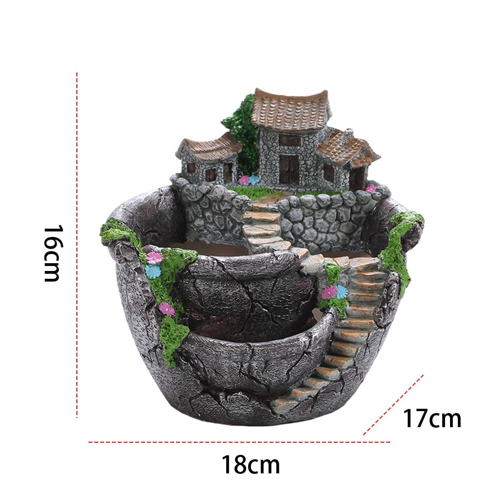 CARRFA 2025 Creative Fairy Garden Planter Plants Pot, Flowers Succulent Plants Fairy House Pot Holders Hanging Garden Design with Sweet House