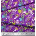 thumbnail image 3 of Soimoi Purple Modal Satin Fabric Text,Lips & Heart Print Fabric by the Yard 42 Inch Wide, 3 of 3