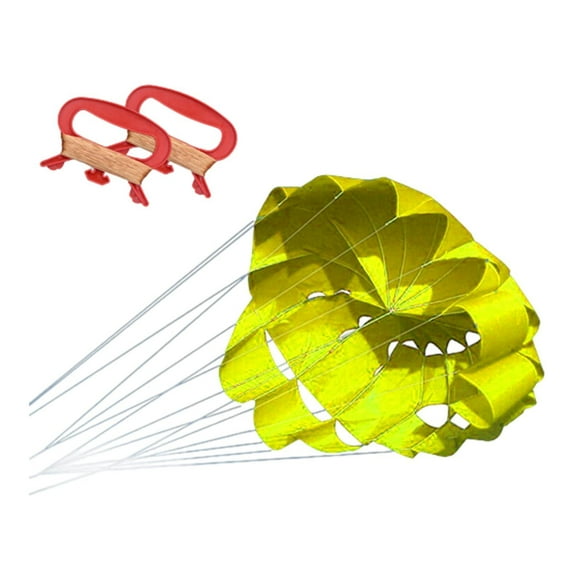 Siruishop Beach Kite 2 Line Control Kite Soft Umbrella Kite for Backyard Hiking Garden Yellow