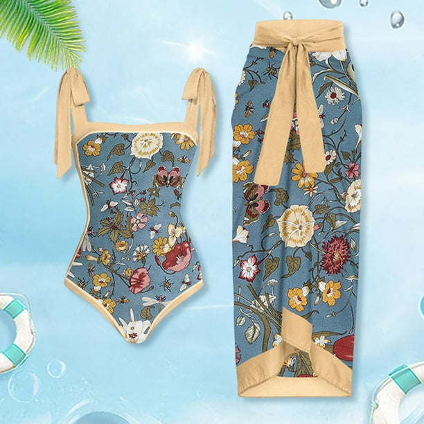 Traje De Baño Damas 2 piezas de traje de baño de playa para mujer con cordones y vestido para deportes acuáticos (M amarillo)