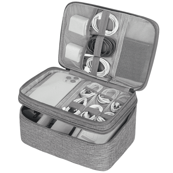 Cable Organizer Bag, Small Electronics Organizer Bag, Travel Storage Case with Handle for Phone Cord Electronics Accessories, Carrying Tech Bag, Powerbank, Hard Drive, Cables Adapter, Makeup Brush