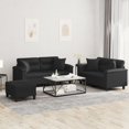 thumbnail image 1 of vidaXL 3 Piece Sofa Set with Pillows Black Faux Leather, 1 of 5