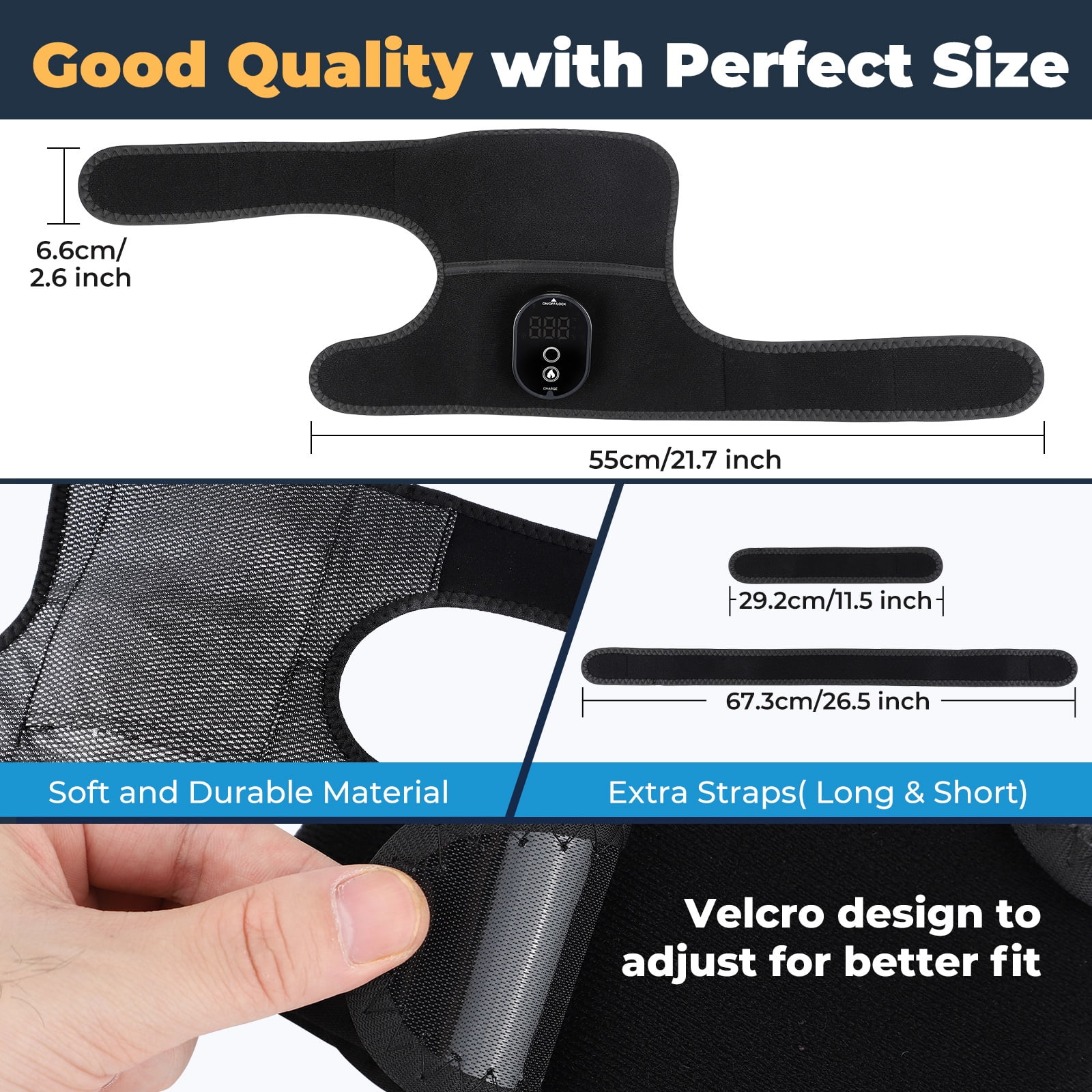 Heated Knee Brace Wrap Massager,Cordless Rechargeable Heating Knee Warmers Wrap for Shoulder Elbow Knee ,Men Women Gifts 2PCS