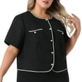 thumbnail image 2 of DARING DIVA Women's Plus Tweed Blazer Button DownStylish Office Jacket 1X Black, 2 of 6