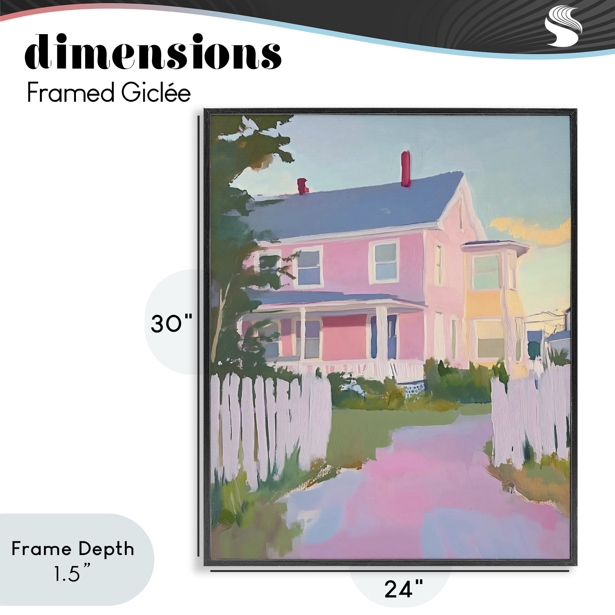 Stupell Industries Pastel Pink House with Fence Black Framed Giclee Art, design by The Prints Vibe