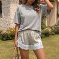 thumbnail image 2 of Lace Shorts for Women Silky Low Rise Boxer Y2k Shorts Summer Causal Lounge Pajama Shorts, S, 2 of 6