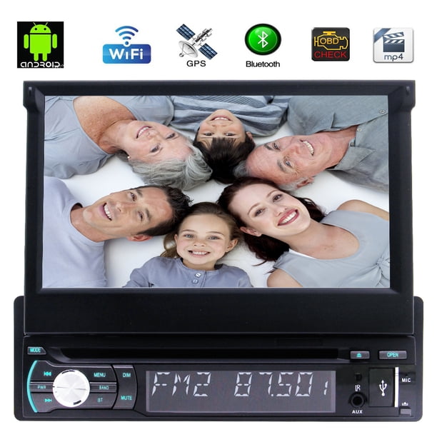 eincar android 10 0 single din car stereo 7 inch flip out touch screen support cd dvd bluetooth wifi gps navigation mirror link am fm radio with