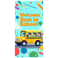 thumbnail image 1 of Colorful Welcome Back to School Banner with School Bus Balloons and Pencils Background Party Decorations for Classroom Decor Back to School Events and Photography Props, 1 of 4