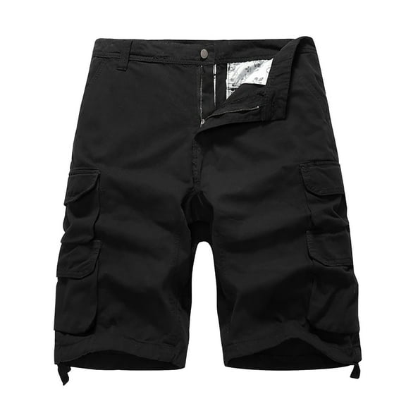 Bcfgryg Men's Drawstring Cargo Shorts Short Men's Cargo Trousers Available In Many Different Colours Men's Linen Shorts For Summer Travel Black 30