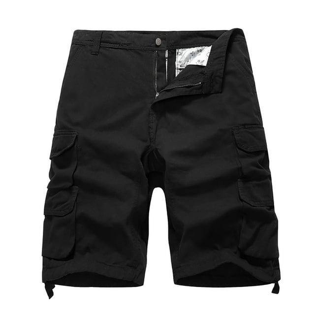 Men's Workout Shorts Male Drawstring Cargo Shorts Short Cargo Trousers Available Outwear Athletic Shorts Black 30