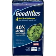 GoodNites Marvel Limited Edition Boy's Bedtime Underwear Size Small/Medium 14 Ct